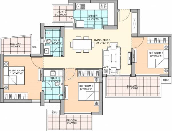 M3M Marina (3BHK+2T (1,550 sq ft) 1550 sq ft) M3M Marina (3BHK+2T (1,550 sq ft) 1550 sq ft)