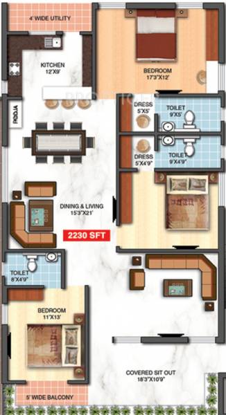 Reliance Avans Bliss (3BHK+3T (2,230 sq ft) 2230 sq ft)