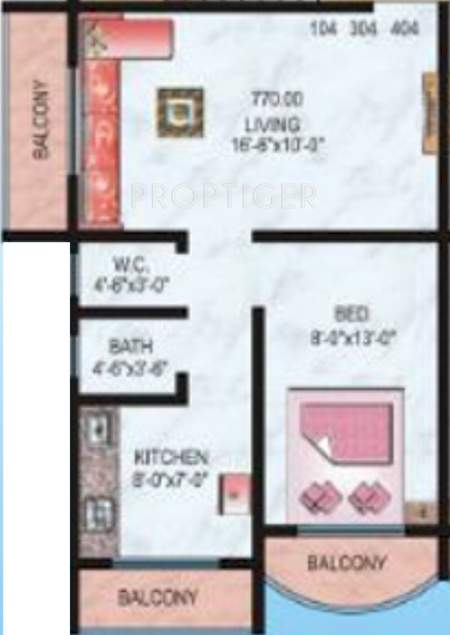 Raj Padmavati (1BHK+1T (770 sq ft) 770 sq ft)