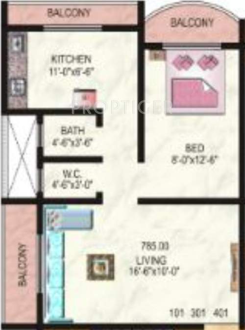 Raj Padmavati (1BHK+1T (785 sq ft) 785 sq ft)