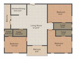 Cubix Rishi and Swarna Classic (3BHK+3T (1,620 sq ft)   Pooja Room 1620 sq ft)