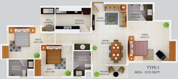  Regalia (3BHK+3T (1,310 sq ft) 1310 sq ft)