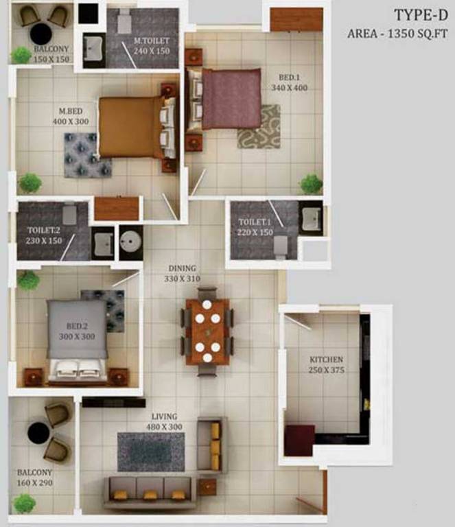 Regalia (3BHK+3T (1,350 sq ft) 1350 sq ft)