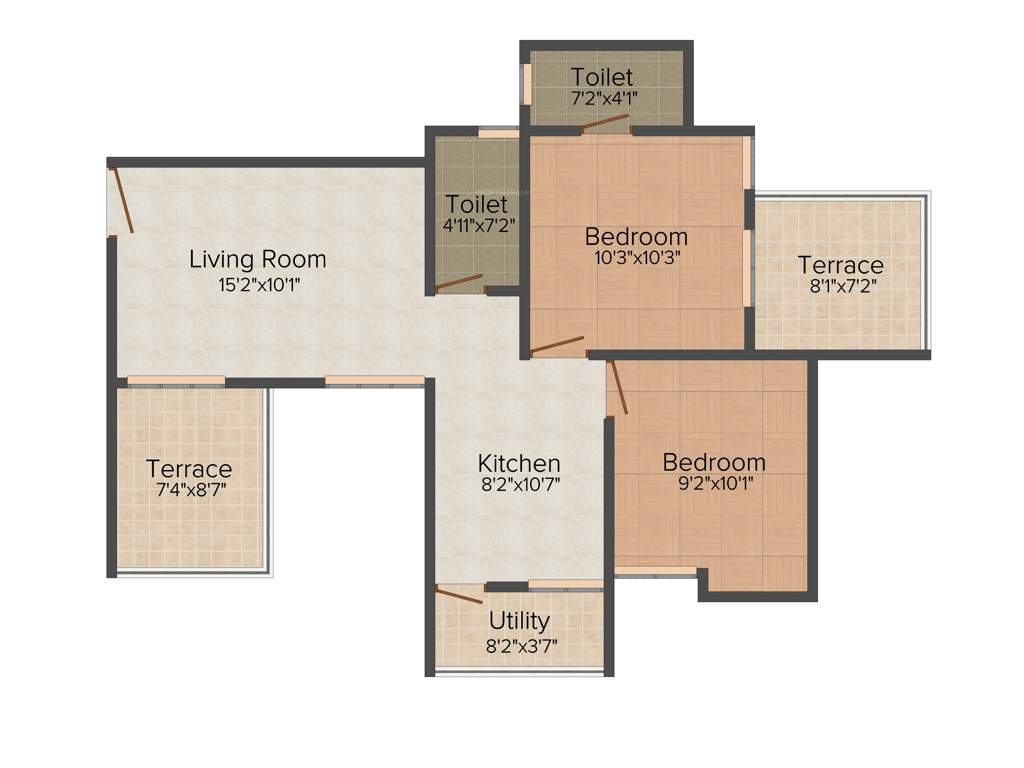 Majestique Blessings (2BHK+2T (1,018 sq ft) 1018 sq ft)