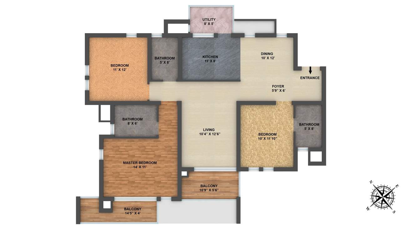 Ardente Pine Grove (3BHK+3T (1,673 sq ft) 1673 sq ft)