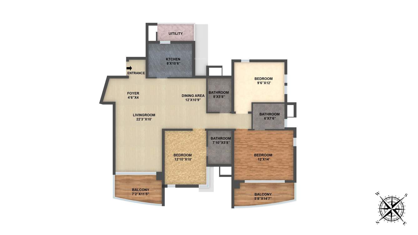 Ardente Pine Grove (3BHK+3T (1,845 sq ft) 1845 sq ft)