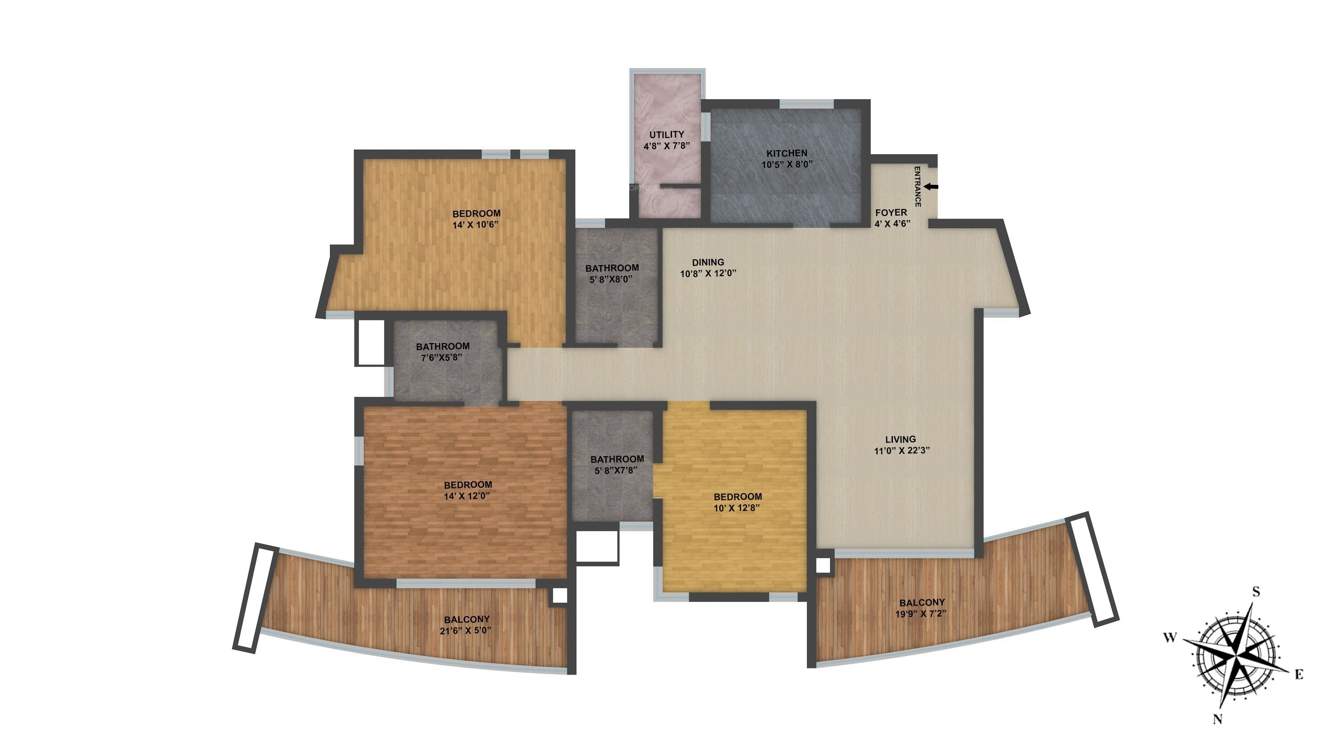 Ardente Pine Grove (3BHK+3T (2,023 sq ft) 2023 sq ft)