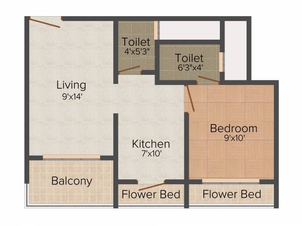 Soham Construction Deep 1BHK+2T (660 sq ft)