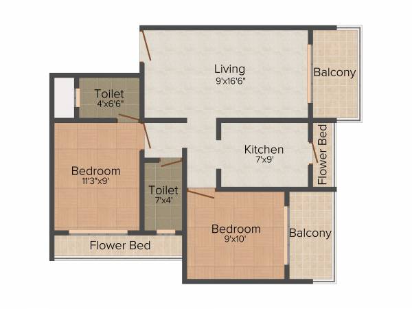 Soham Construction Deep 2BHK+2T (995 sq ft)
