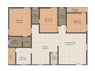 Ashok Rohith Wooz (3BHK+3T (1,813 sq ft) + Pooja Room 1813 sq ft)