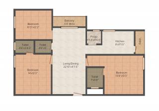 Ashok Rohith Wooz (3BHK+3T (1,511 sq ft) + Pooja Room 1511 sq ft)