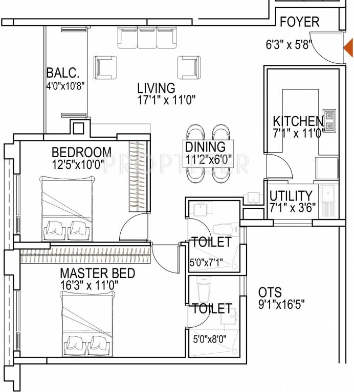 1250 sq ft 2 BHK 2T Apartment for Sale in Casagrand Builder Private ...