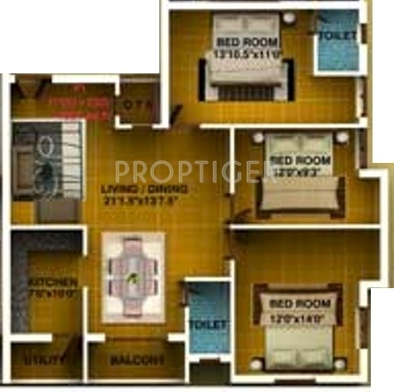 Brownstone Sai Dharani (3BHK+2T (1,381 sq ft) 1381 sq ft) Brownstone Sai Dharani (3BHK+2T (1,381 sq ft) 1381 sq ft)