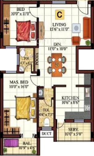 Chola Chendhur (2BHK+2T (1,112 sq ft) 1112 sq ft)