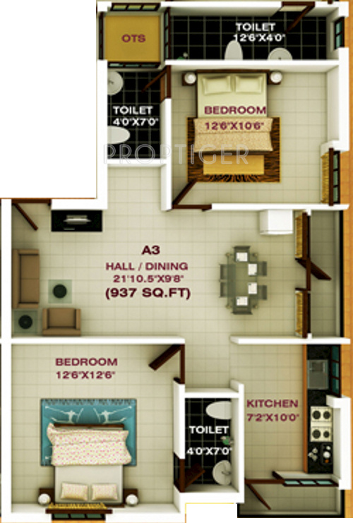 Brownstone Jade (2BHK+2T (937 sq ft) 937 sq ft) Brownstone Jade (2BHK+2T (937 sq ft) 937 sq ft)