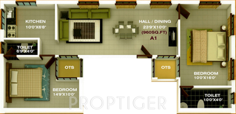 Brownstone Jade (2BHK+2T (960 sq ft) 960 sq ft) Brownstone Jade (2BHK+2T (960 sq ft) 960 sq ft)