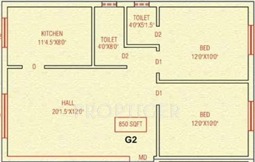 Madhav Ranga Villa (2BHK+2T (850 sq ft) 850 sq ft)