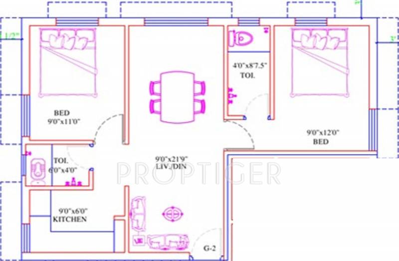 Madhav Associates Mansarovar Flats Floor Plan (2BHK+2T)