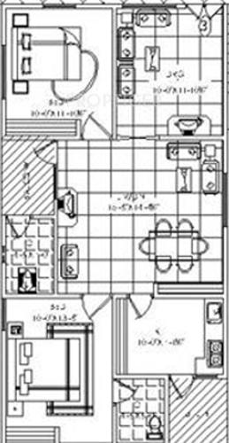 Floor Plan (2BHK+1T) Maram Meghana Residency Floor Plan (2BHK+1T)