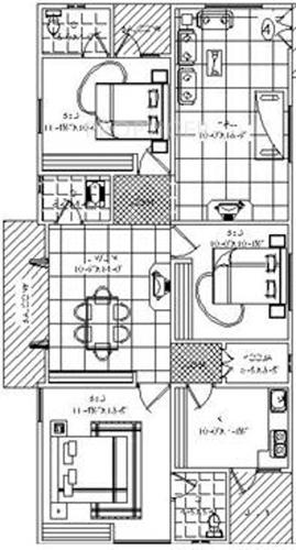 Floor Plan (3BHK+2T) Maram Meghana Residency Floor Plan (3BHK+2T)