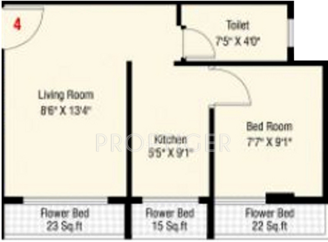 Raj Bhakti Homes (1BHK+1T (535 sq ft) 535 sq ft)