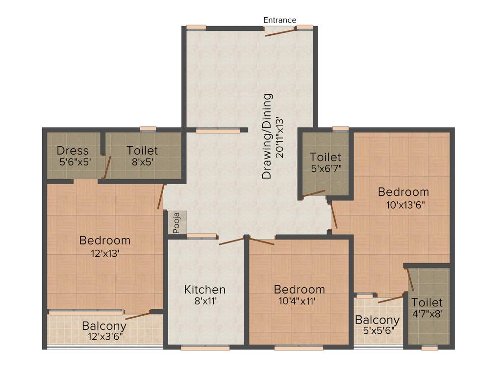 Amit Ria Avenue (3BHK+3T (1,354 sq ft) 1354 sq ft)