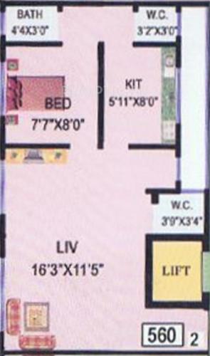 Raj Mangal Murti (1BHK+1T (560 sq ft) 560 sq ft)