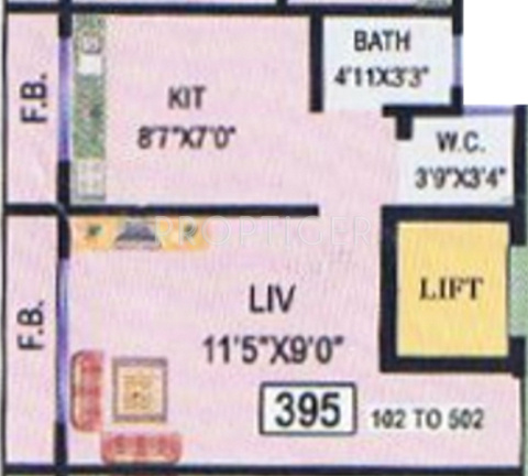 Raj Mangal Murti (1BHK+1T (395 sq ft) 395 sq ft) Raj Mangal Murti (1BHK+1T (395 sq ft) 395 sq ft)