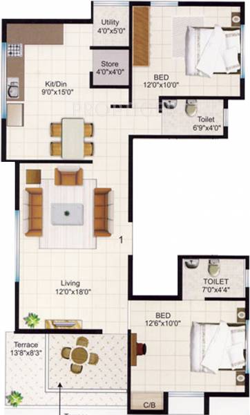Ojas Pride (2BHK+2T (1,111 sq ft) 1111 sq ft)