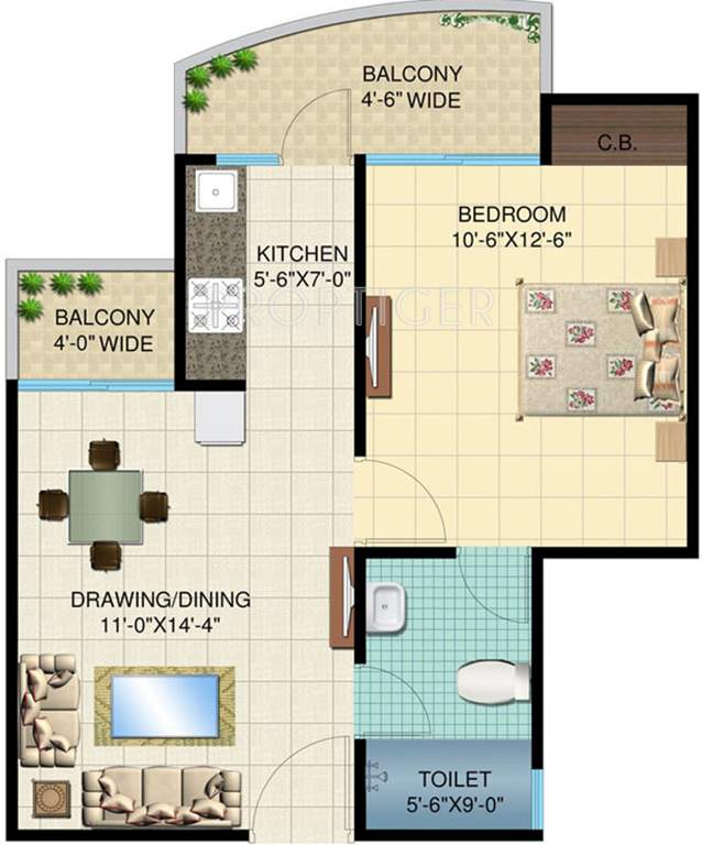 Paradise The Cadence (1BHK+1T (630 sq ft) 630 sq ft)