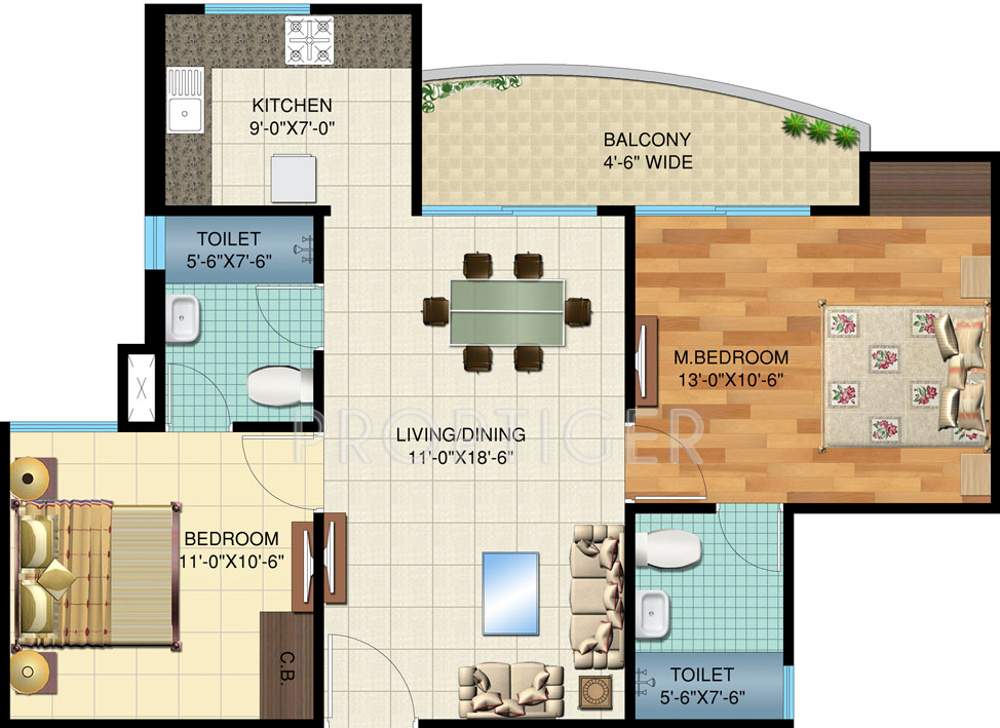 Paradise The Cadence (2BHK+2T (950 sq ft) 950 sq ft)