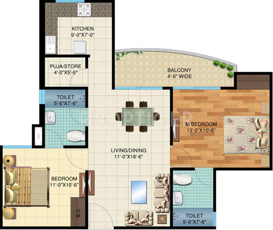 Paradise The Cadence (2BHK+2T (1,005 sq ft) 1005 sq ft)