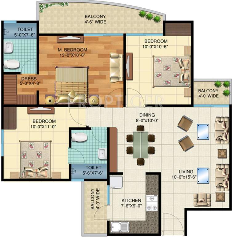 Paradise The Cadence (3BHK+2T (1,300 sq ft) 1300 sq ft)
