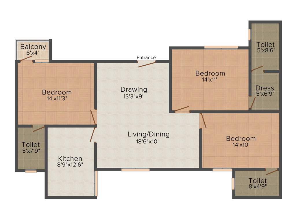 Amit Ria Homes (3BHK+3T (1,485 sq ft) 1485 sq ft)