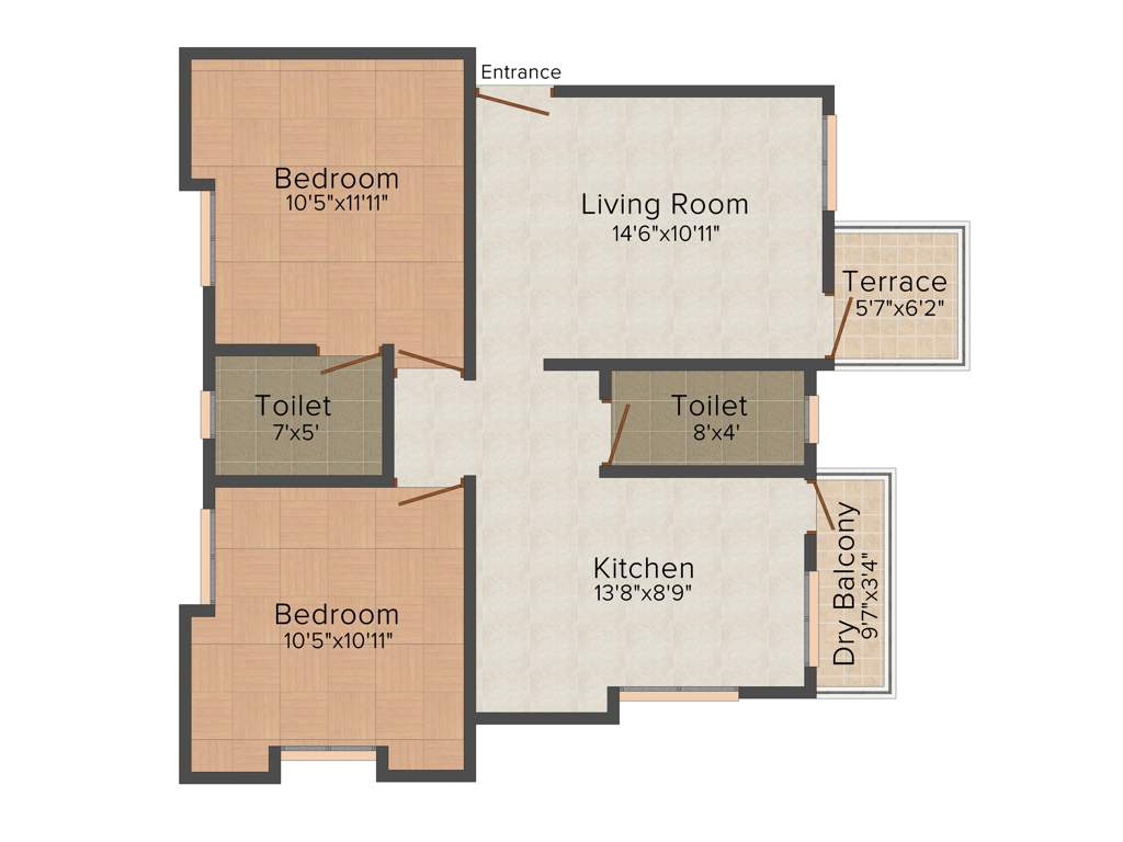 Achalare Basil Garden Rise (2BHK+2T (909 sq ft) 909 sq ft)