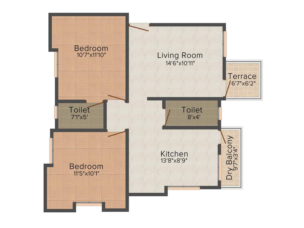 Achalare Basil Garden Rise (2BHK+2T (920 sq ft) 920 sq ft)