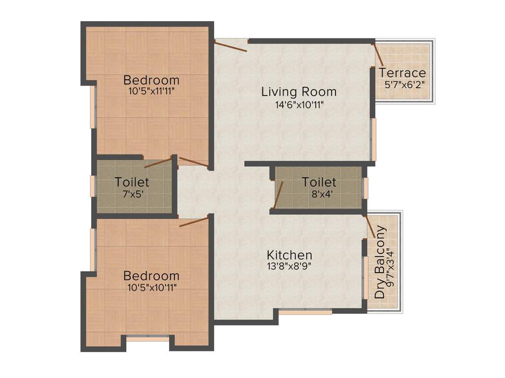 Achalare Basil Garden Rise (2BHK+2T (942 sq ft) 942 sq ft)