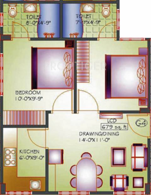 Amit Ria Heights (2BHK+2T (679 sq ft) 679 sq ft)