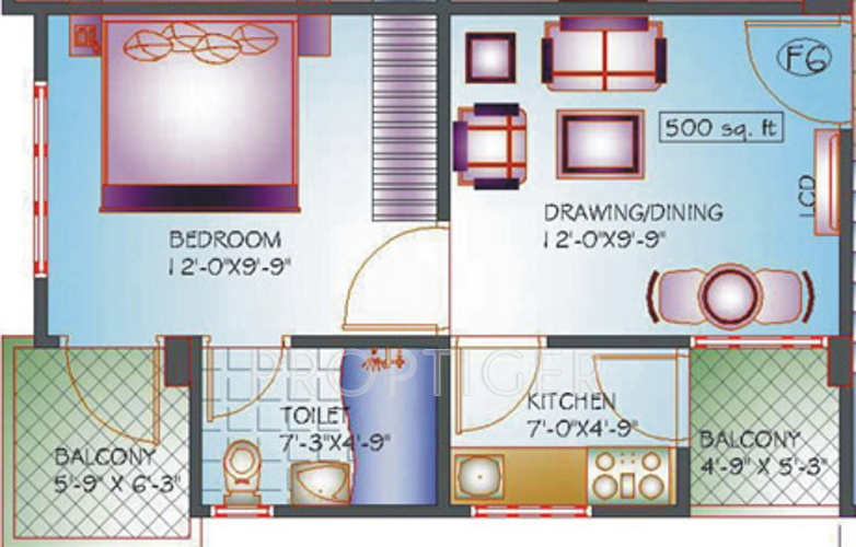 Amit Ria Heights (1BHK+1T (500 sq ft) 500 sq ft)