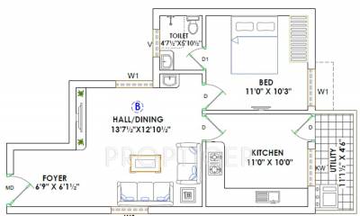 MRR Adi Elegance (1BHK+1T (686 sq ft) 686 sq ft)