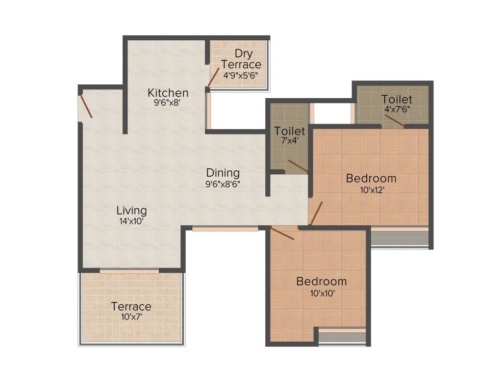 Ravinanda Sky Twins (2BHK+2T (970 sq ft) 970 sq ft)