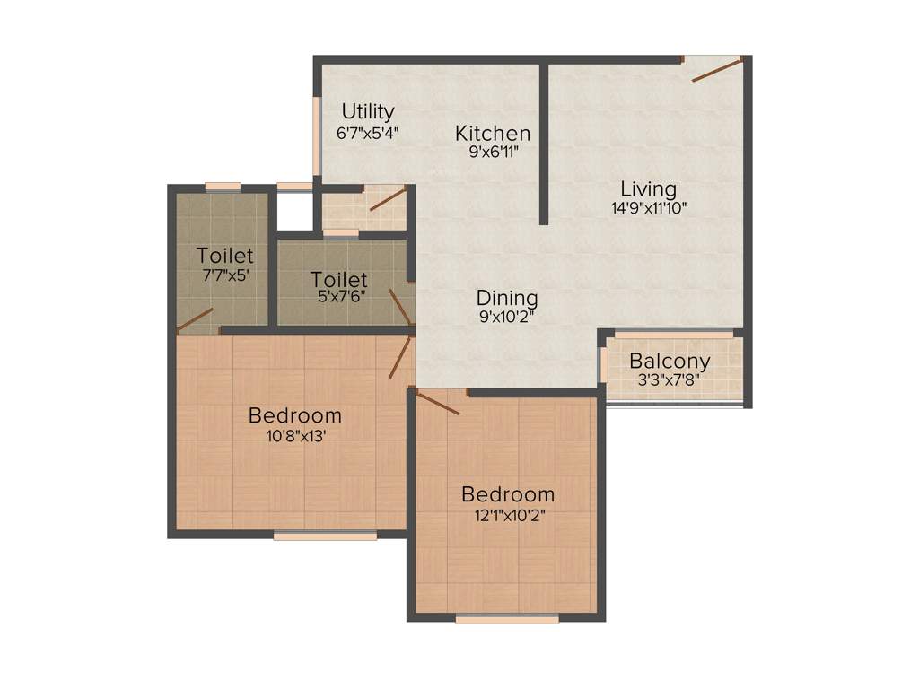 Salarpuria Sattva Laurel Heights (2BHK+2T (992 sq ft) 992 sq ft)