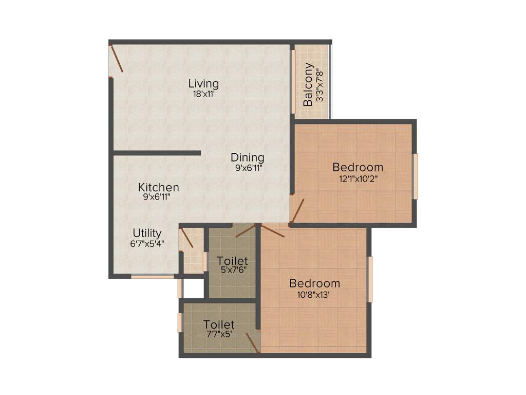 Salarpuria Sattva Laurel Heights (2BHK+2T (1,027 sq ft) 1027 sq ft)