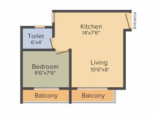 Ajmera Heritage City (1BHK+1T (432 sq ft) 432 sq ft)