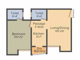 Ajmera Heritage City (1BHK+2T (621 sq ft) 621 sq ft)