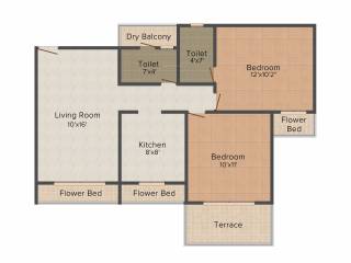 Yushan Maple Viva (2BHK+2T (1,055 sq ft) 1055 sq ft)