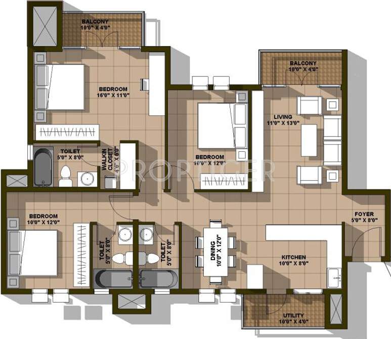 Ardente Wind Song (3BHK+3T (1,740 sq ft) 1740 sq ft)