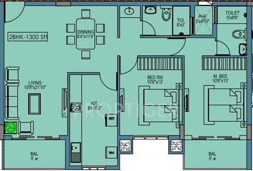 Abish Promenade (2BHK+2T (1,300 sq ft) 1300 sq ft)