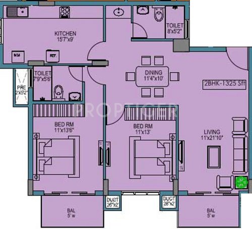 Abish Promenade (2BHK+2T (1,325 sq ft) 1325 sq ft)