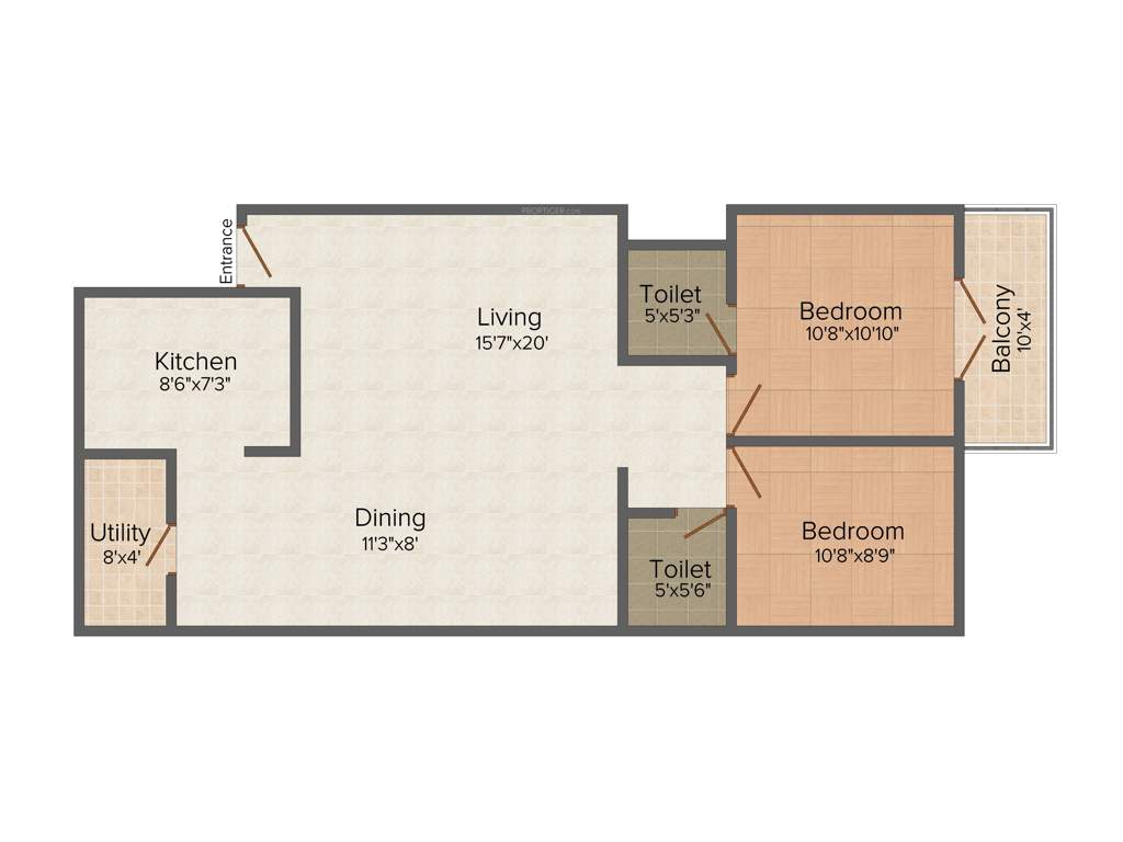 Aaiera Pelican 2BHK+2T (1,145 sq ft)